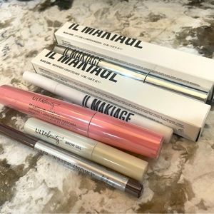 Mascara and eye liner stash (with brow gel) all shown- in box, wrapped. Clean